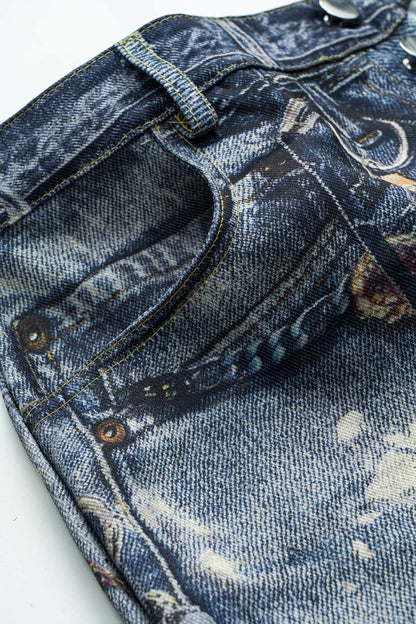 Color Block Button Wide Leg Trousers - MISMIMCWBT2412040020-BLUE-S