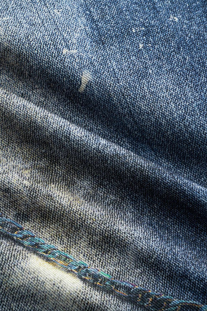 Color Block Button Wide Leg Trousers - MISMIMCWBT2412040020-BLUE-S