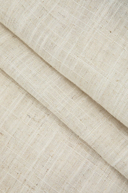 Contrast Faux Leather And Linen Slit Asymmetrical Skirt - MISMIMCWBK2409030002-BEIGE-XXS