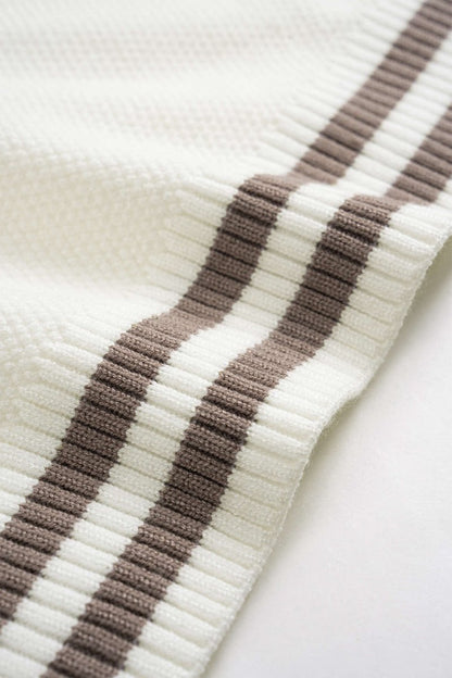 Contrast Knit Cami Top And Skirt Set - MISMIMCWKC2505280153-WHITE-S