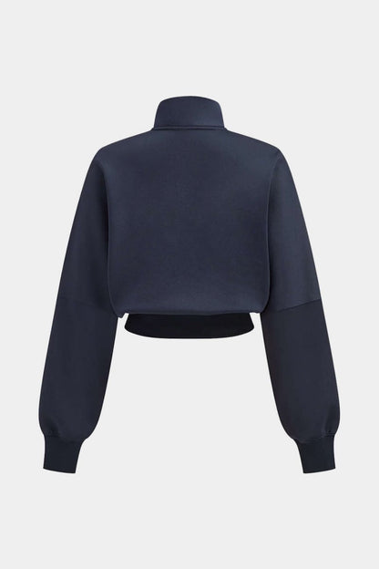 Contrast Stripes Zipper Cropped Jacket - MISMIMCWOJ2510100006-ROYAL-XS