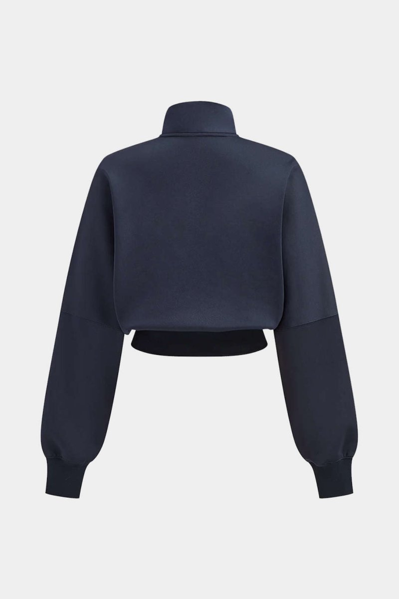 Contrast Stripes Zipper Cropped Jacket - MISMIMCWOJ2510100006-ROYAL-XS