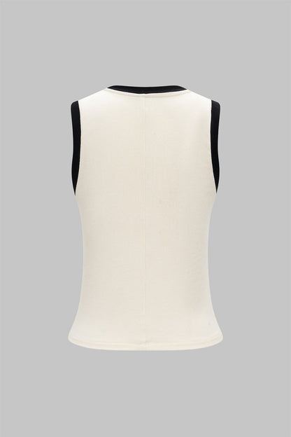 Contrast Tank Top - MISMIMCWTT2505120156-BEIGE-XS