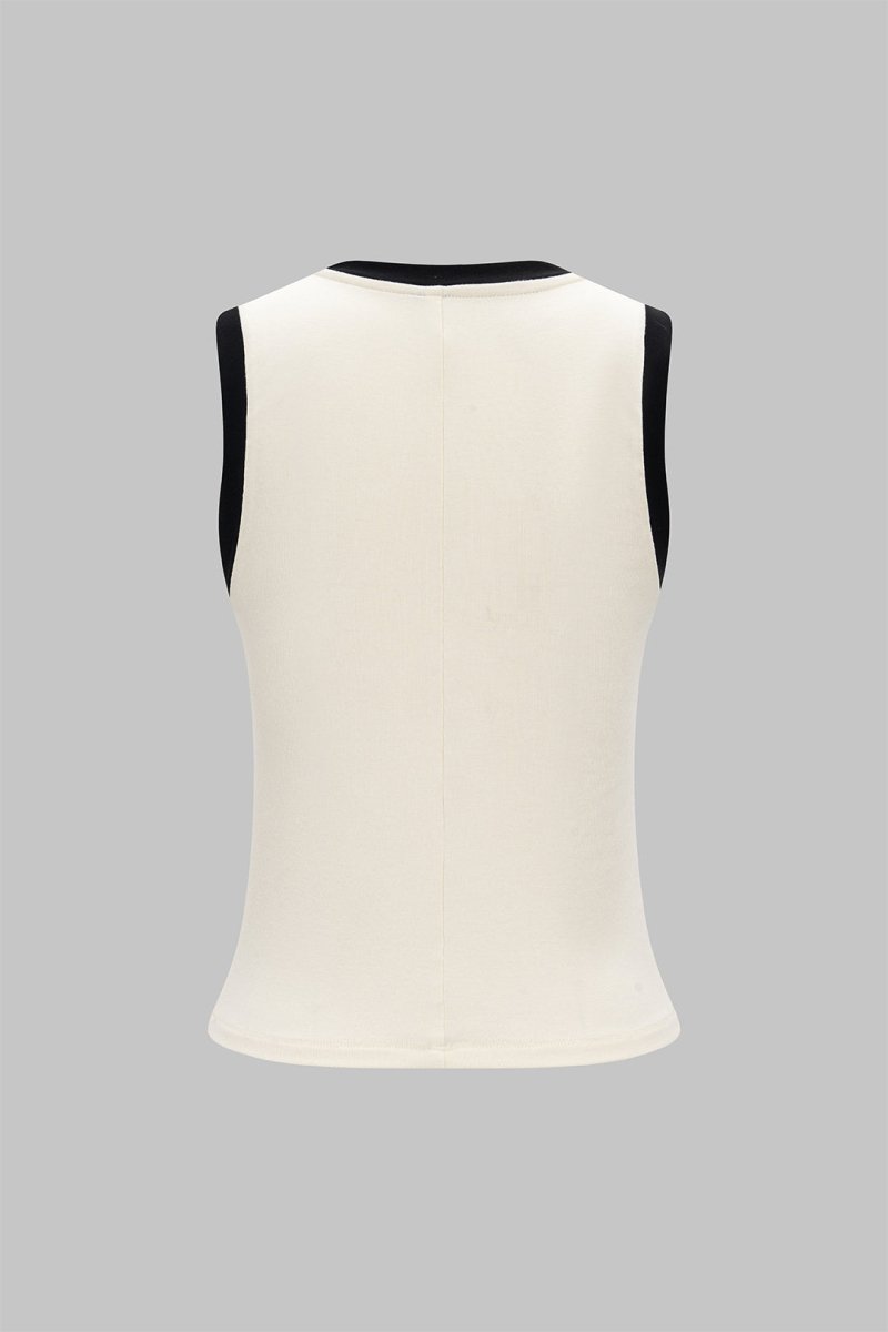 Contrast Tank Top - MISMIMCWTT2505120156-BEIGE-XS
