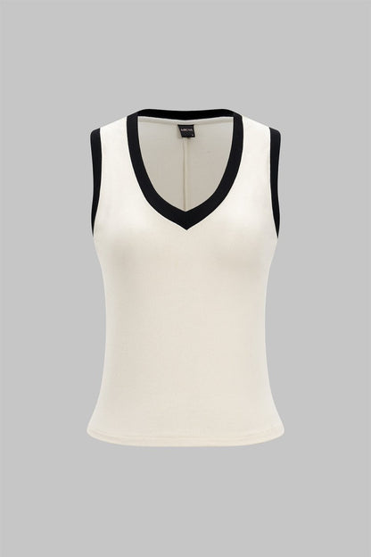 Contrast Tank Top - MISMIMCWTT2505120156-BEIGE-XS