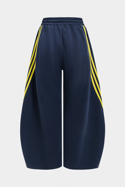 Contrast Tie - Up Barrel Trousers - MISMIMCWBT2504170090-DARK BLUE-XS