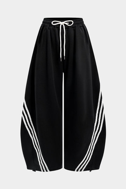 Contrast Tie - Up Barrel Trousers - MISMIMCWBT2504170090-BLACK-XS