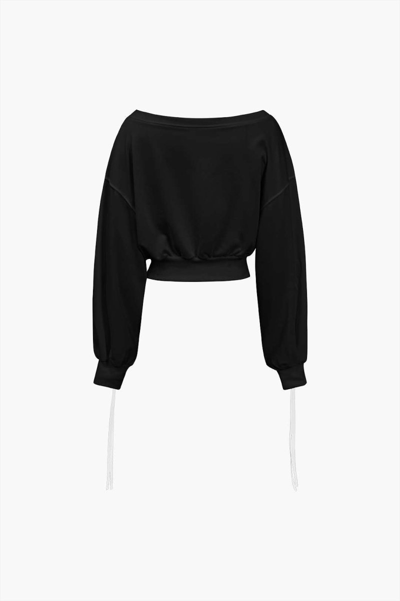 Contrast Tie - Up Sweatshirt - MISMIMCWSC2409020036-WHITE-XS