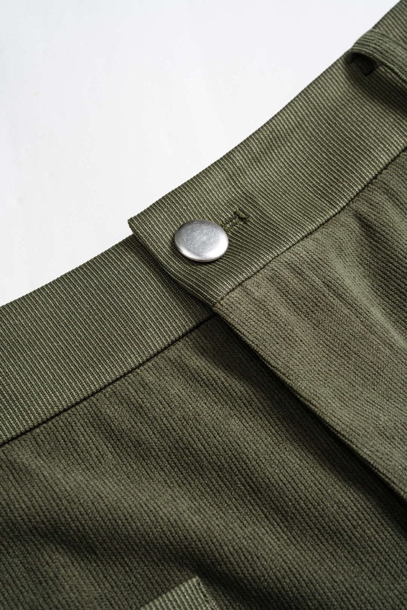 Corduroy Wide Leg Trousers - MISMIMCWBT2508290002-OLIVE-XS