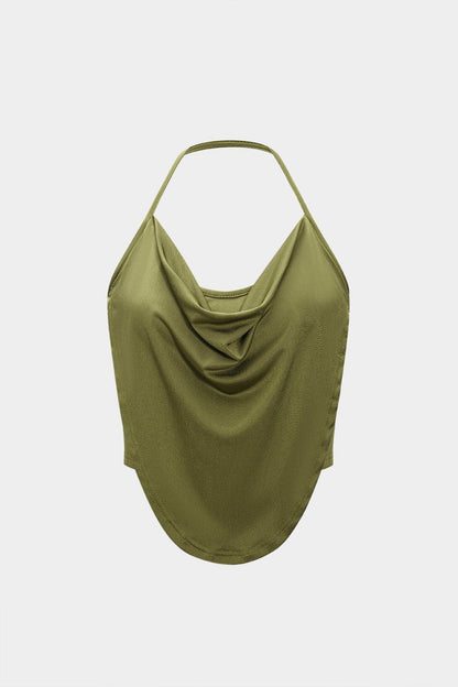 Cowl Neck Halter Cami Top - MISMIMCWTT2503220083-GREEN-XS