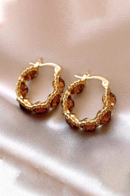 Crystal Hoop Earrings - MISMIMCAJE2505150023-CARAMEL-F