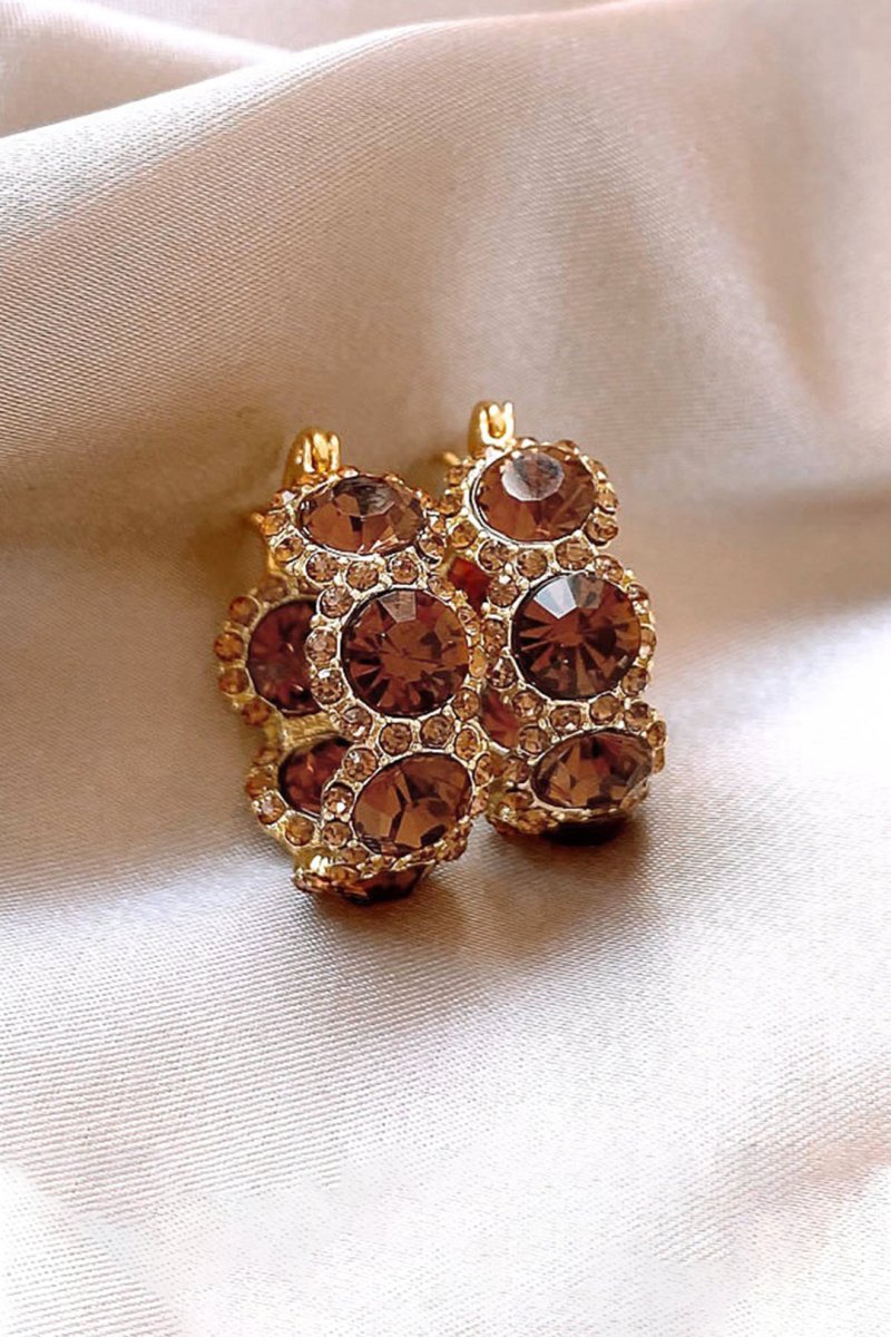 Crystal Hoop Earrings - MISMIMCAJE2505150023-CARAMEL-F