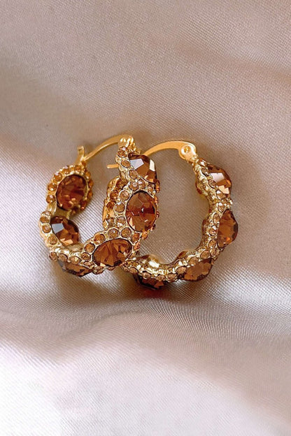 Crystal Hoop Earrings - MISMIMCAJE2505150023-CARAMEL-F