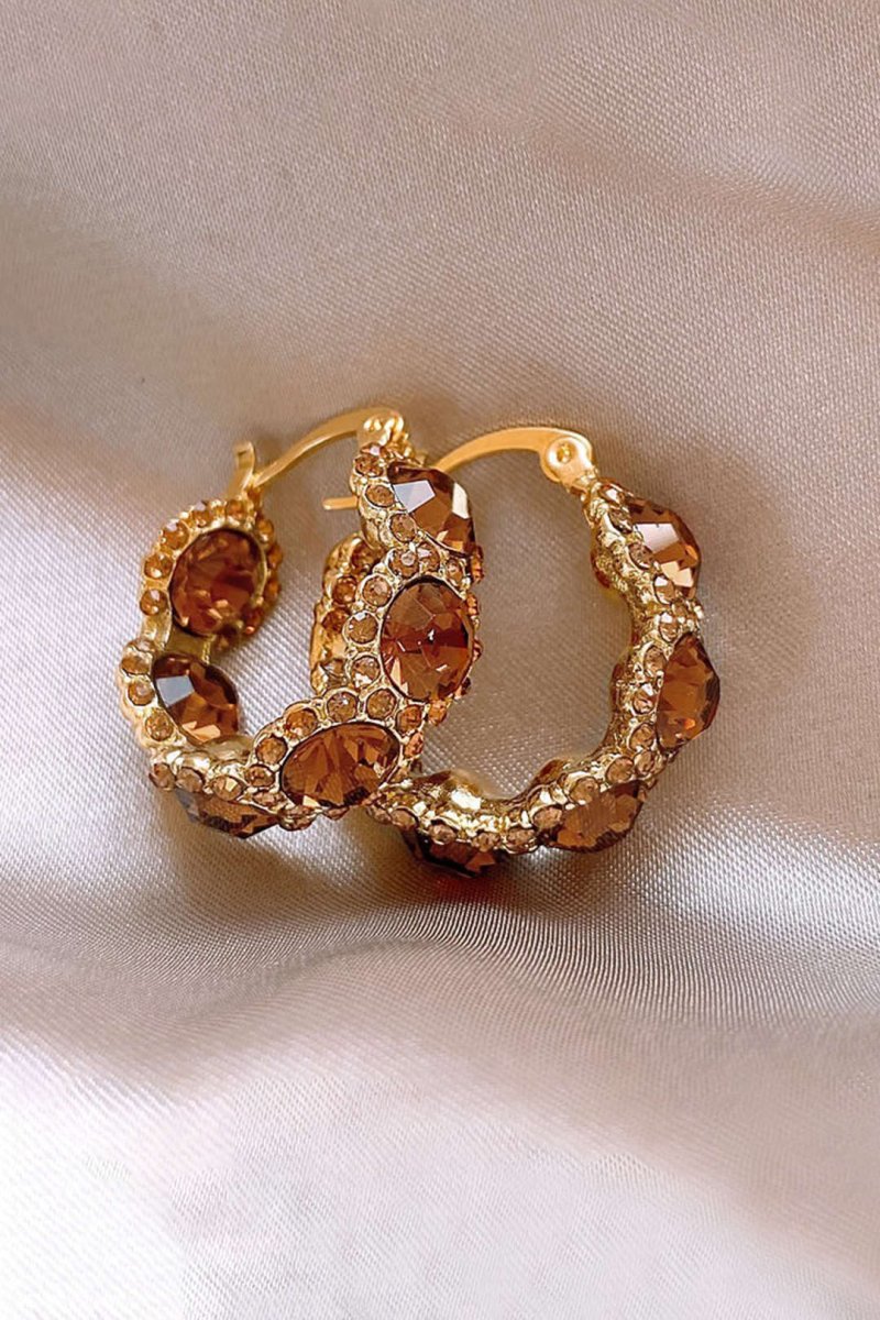 Crystal Hoop Earrings - MISMIMCAJE2505150023-CARAMEL-F