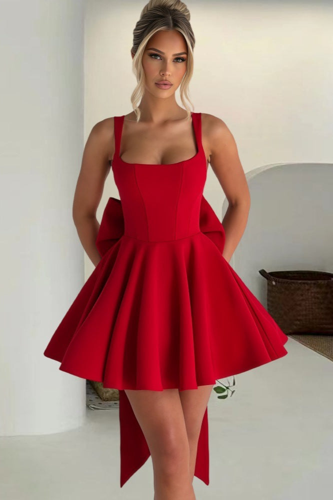 Detachable Bow Corset Mini Party Dress