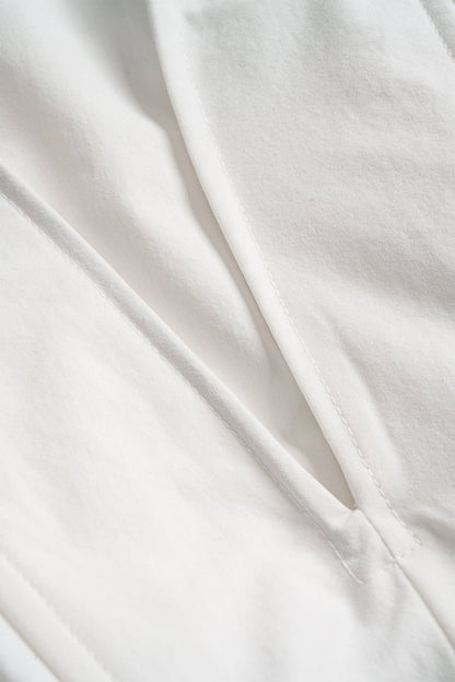 Deep V - neck Cut Out Corset Long - Sleeve Shirt - MISMIMCWTE2412130032-SNOW WHITE-S