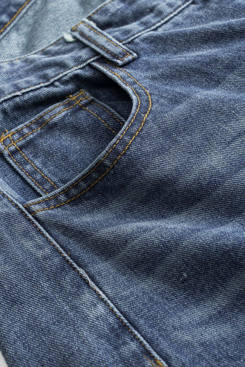 Denim Asymmetrical High Waist Jeans - MISMIMCWNJ2501100055-LIGHT WASH BLUE-XS