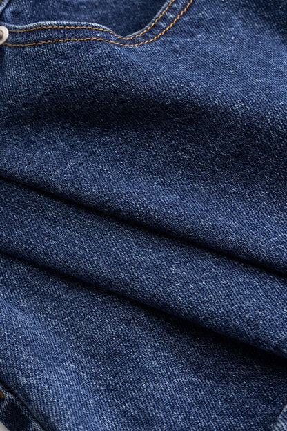 Denim Asymmetrical Patchwork Zipper Skirt - MISMIMCWNN2504290110-DARK WASH BLUE-XS