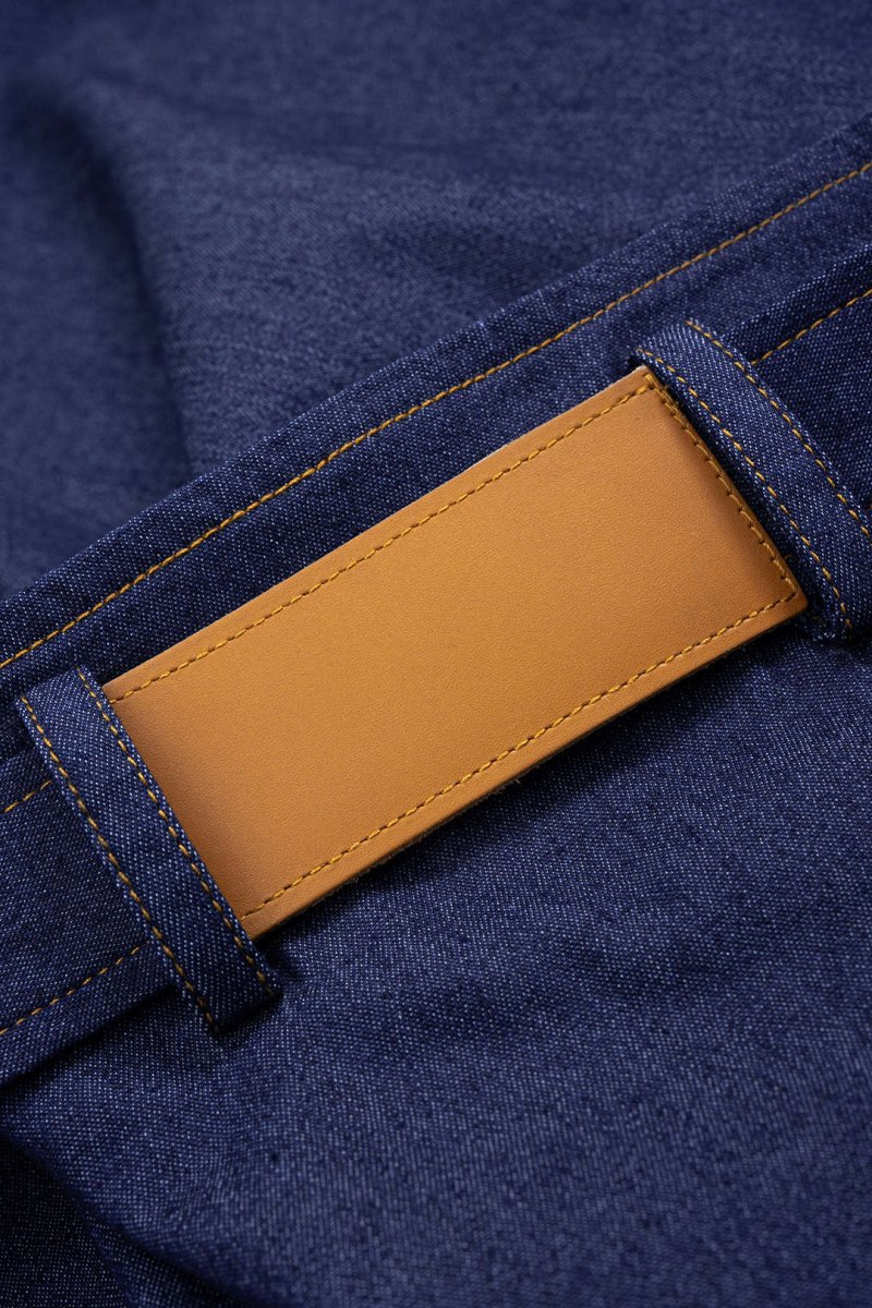 Denim Asymmetrical Ruched Bustier Belted Zipper Maxi Dress - MISMIMCWNI2507020058-ROYAL-XS