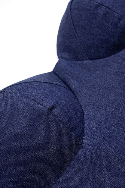 Denim Asymmetrical Ruched Bustier Belted Zipper Maxi Dress - MISMIMCWNI2507020058-ROYAL-XS