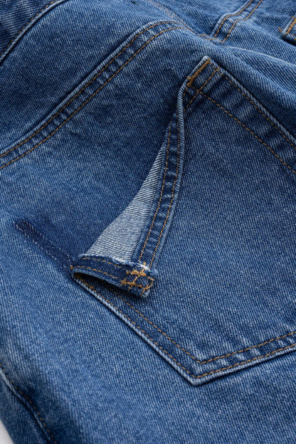 Denim Frayed Pocket Skirt - MISMIMCWNN2503190021-LIGHT WASH BLUE-XS