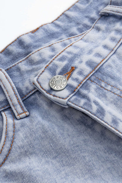 Denim High Waist Ripped Jorts Shorts - MISMIMCWNT2503110054-BLUE-XS