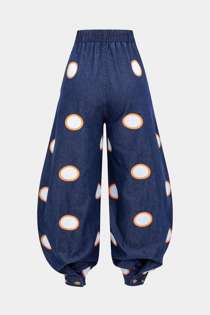 Denim High Waist Zipper Barrel Balloon Jeans - MISMIMCWNJ2505100170-Contrast Color-S