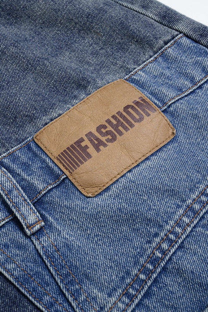 Denim Patchwork Barrel Jeans - MISMIMCWNJ2503240029-LIGHT WASH BLUE-XS