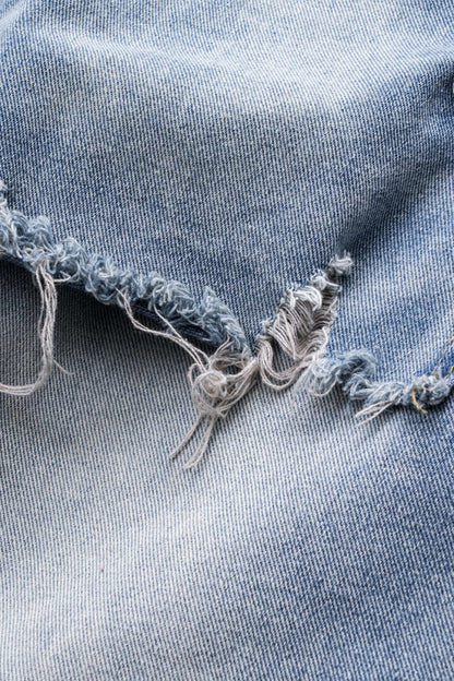 Denim Patchwork Straight Leg Jeans - MISMIMCWNJ2501020016-LIGHT WASH BLUE-XS