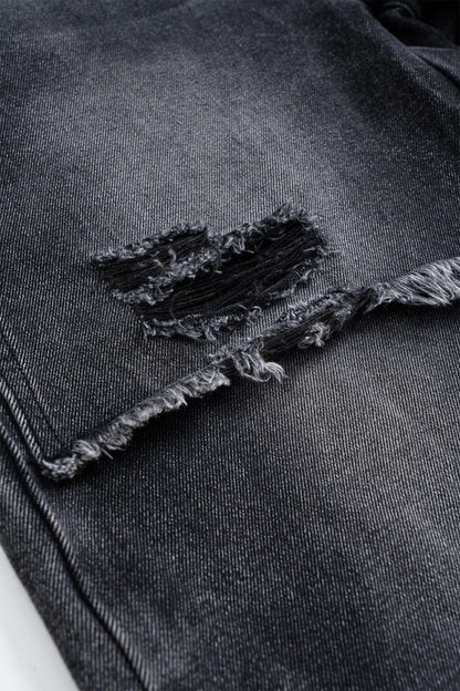 Denim Patchwork Straight Leg Jeans - MISMIMCWNJ2501020016-BLACK-XS