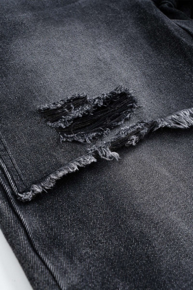 Denim Patchwork Straight Leg Jeans - MISMIMCWNJ2501020016-BLACK-XS