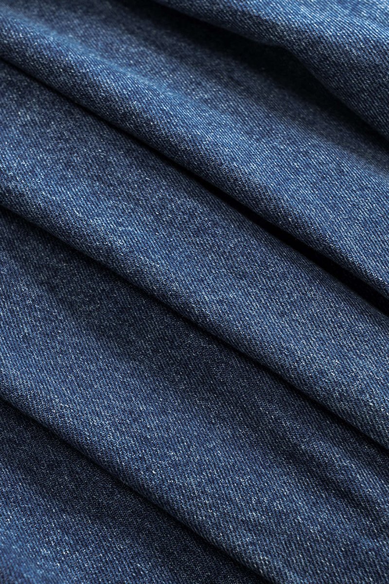 Denim Pleated Button Zipper Sleeveless Dress - MISMIMCWNI2411110025-DARK WASH BLUE-XS