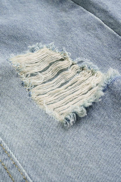 Denim Ripped Ruched Barrel Jeans - MISMIMCWNJ2507150199-LIGHT WASH BLUE-XS