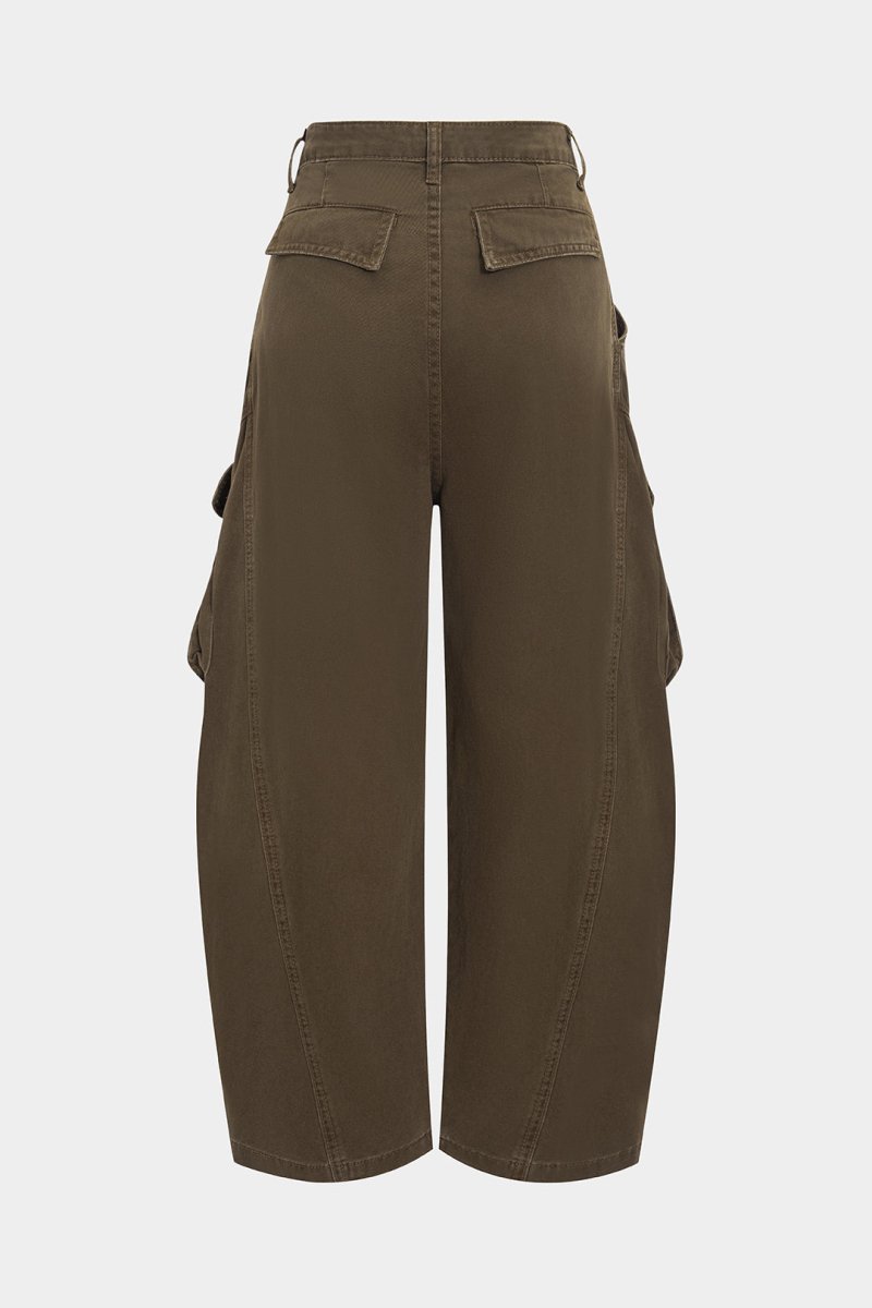 Denim Ruched Pocket Jeans - MISMIMCWBT2505080106-BROWN-XS