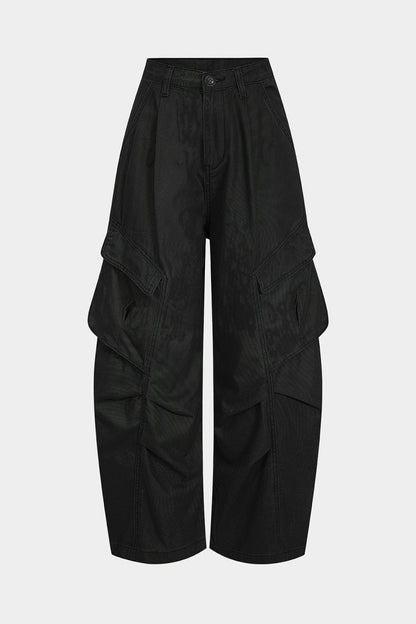 Denim Ruched Pocket Jeans - MISMIMCWBT2505080106-BLACK-XS