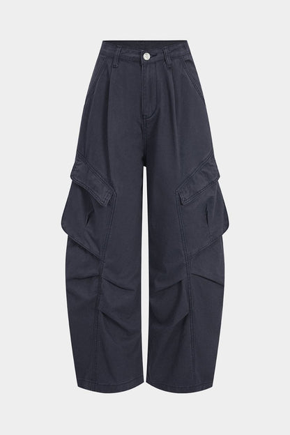 Denim Ruched Pocket Jeans - MISMIMCWBT2505080106-CADET BLUE-S