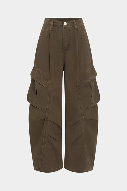 Denim Ruched Pocket Jeans - MISMIMCWBT2505080106-BROWN-XS