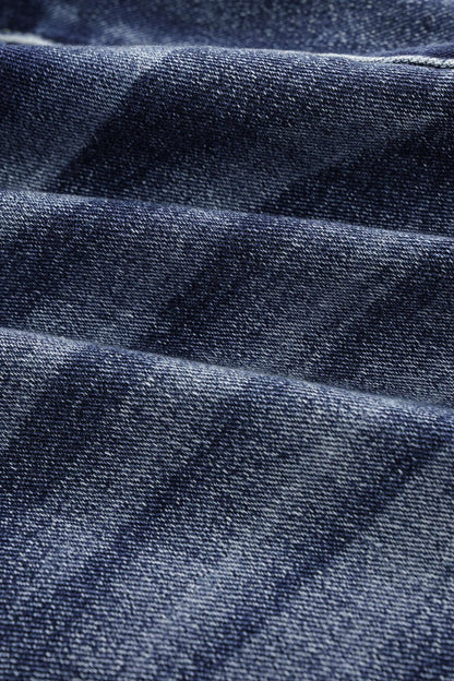 Denim Ruffle Asymmetrical Frayed Skirt - MISMIMCWNN2508050160-ROYAL-XS