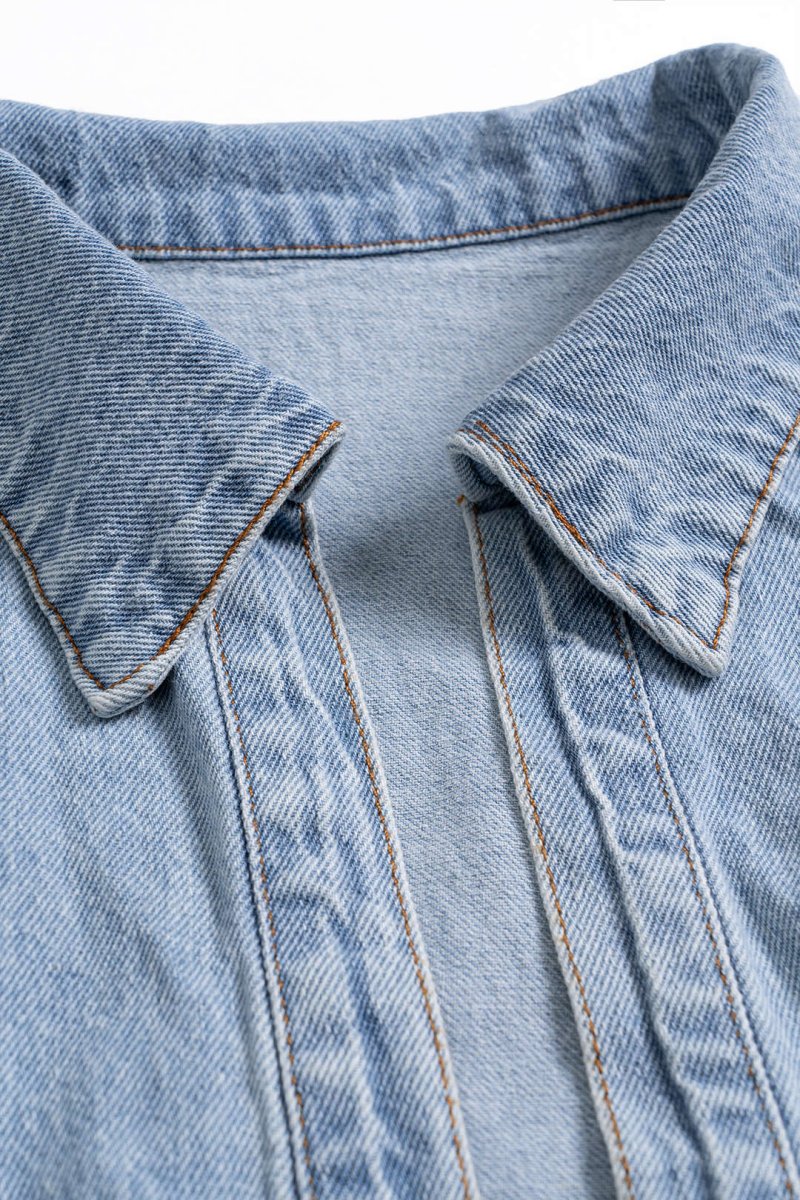 Denim V - Neck Zipper Tank Top And Jeans Set - MISMIMCWNM2504210112-BABY BLUE-S