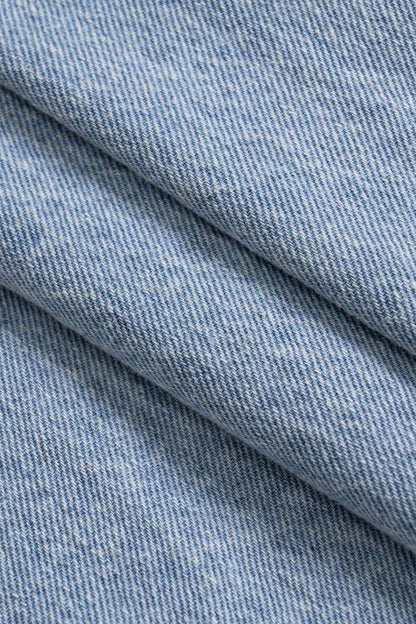 Denim V - Neck Zipper Tank Top And Jeans Set - MISMIMCWNM2504210112-BABY BLUE-S