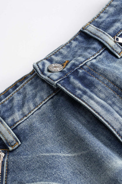 Denim Washed Pocket Skirt - MISMIMCWNT2502210145-DARK WASH BLUE-XS