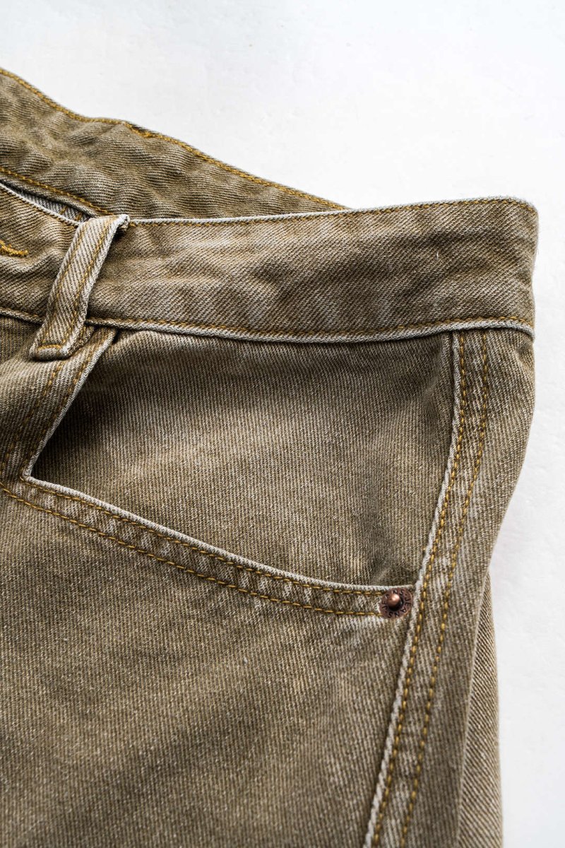 Denim Washed Wide Leg Barrel Jeans - MISMIMCWNJ2411140046-MUSTARD-XS