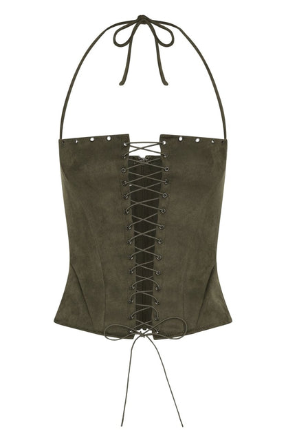 Don't Speak Faux Suede Bustier Cactus - MISMIWFT1667-1-XXS