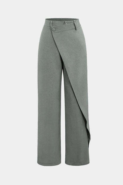 Draped Wrap Straight Leg Suit Pants - MISMIMCWBP2304150032-GRAY-S