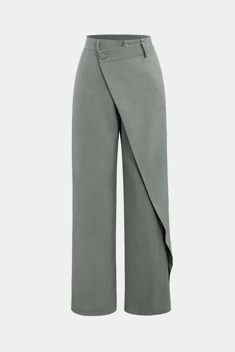 Draped Wrap Straight Leg Suit Pants - MISMIMCWBP2304150032-GRAY-S
