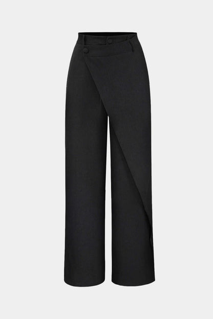 Draped Wrap Straight Leg Suit Pants - MISMIMCWBP2304150032-BLACK-XS