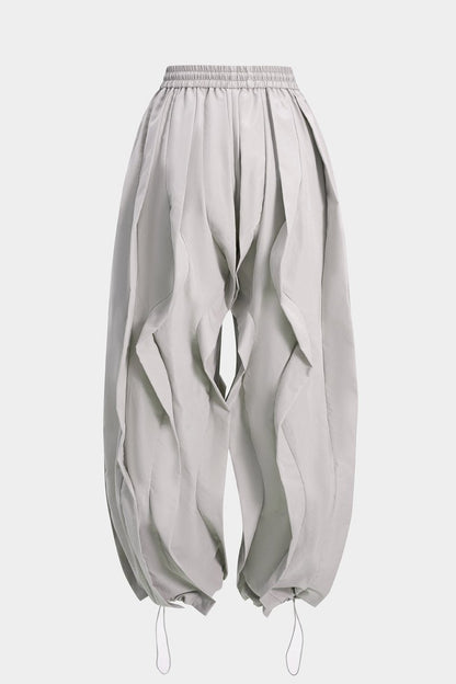 Drawstring Ruffle Trousers - MISMIMCWBT2507120240-GRAY-XS