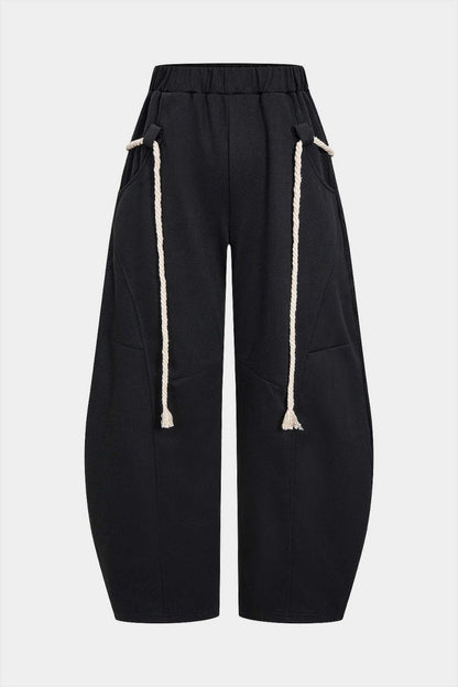 Drawstring Wide Leg Trousers - MISMIMCWBT2411270060-BLACK-S