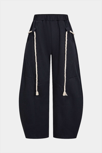 Drawstring Wide Leg Trousers - MISMIMCWBT2411270060-DARK BLUE-S