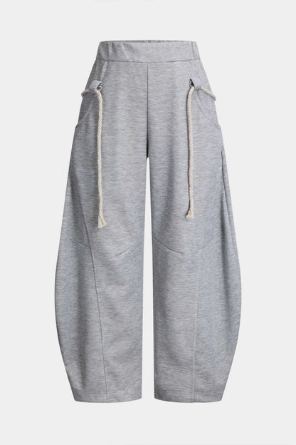 Drawstring Wide Leg Trousers - MISMIMCWBT2411270060-LIGHT GRAY-S